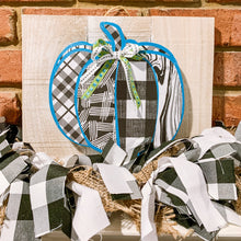 Load image into Gallery viewer, Black, White and Turquoise Rustic Pumpkin Sign