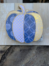 Load image into Gallery viewer, Rustic Glam Gold and Blue Pumpkin Sign