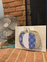 Load image into Gallery viewer, Rustic Glam Gold and Blue Pumpkin Sign