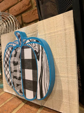Load image into Gallery viewer, Black, White and Turquoise Rustic Pumpkin Sign