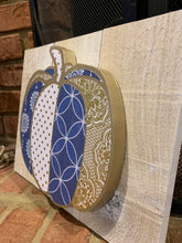 Load image into Gallery viewer, Rustic Glam Gold and Blue Pumpkin Sign