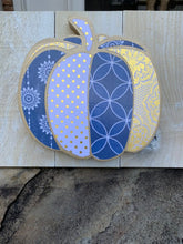 Load image into Gallery viewer, Rustic Glam Gold and Blue Pumpkin Sign
