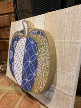 Load image into Gallery viewer, Rustic Glam Gold and Blue Pumpkin Sign

