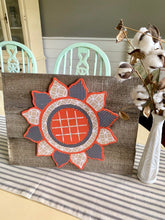 Load image into Gallery viewer, Rustic Shabby Chic Sunflower Sign - Salmon, Khaki and Black Gingham
