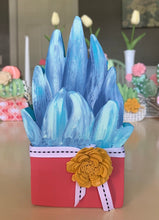 Load image into Gallery viewer, Hand-scrolled, hand-painted Wooden Cactus--perfect for tiered tray, mantle or as shelf-sitter--Boho Style
